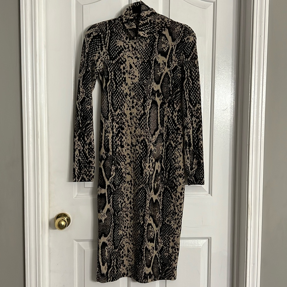 Zara exotic print long sleeve dress